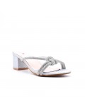 Faux leather mid-heel sandal