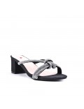 Faux leather mid-heel sandal