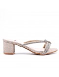 Faux leather mid-heel sandal