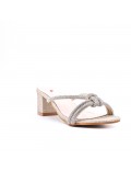 Faux leather mid-heel sandal