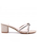 Faux leather mid-heel sandal