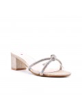 Faux leather mid-heel sandal