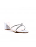 Faux leather mid-heel sandal