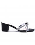 Faux leather mid-heel sandal