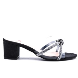 Faux leather mid-heel sandal