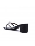 Faux leather mid-heel sandal