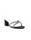 Faux leather mid-heel sandal