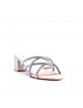 Faux leather mid-heel sandal