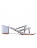 Faux leather mid-heel sandal