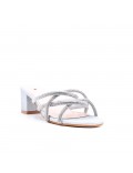 Faux leather mid-heel sandal