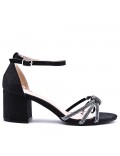 Faux leather mid-heel sandal