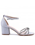 Faux leather mid-heel sandal