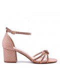 Faux leather mid-heel sandal