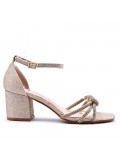 Faux leather mid-heel sandal