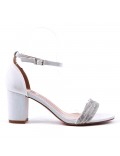 Faux leather mid-heel sandal