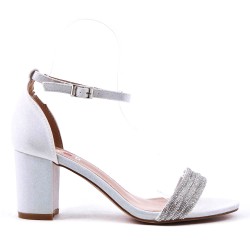 Faux leather mid-heel sandal