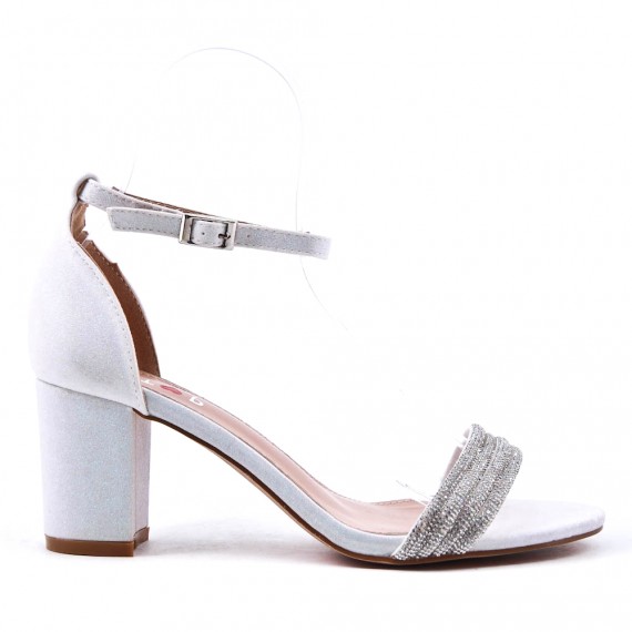 Faux leather mid-heel sandal