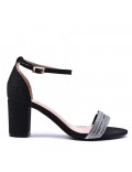 Sandale talon moyen en simili cuir