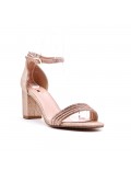 Faux leather mid-heel sandal