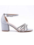 Faux leather mid-heel sandal