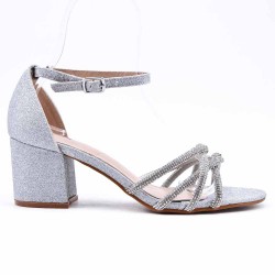 Faux leather mid-heel sandal