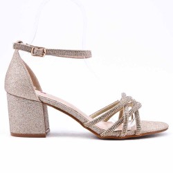 Faux leather mid-heel sandal