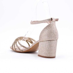 Sandale talon moyen en simili cuir