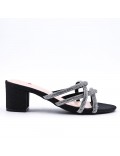 Faux leather mid-heel sandal