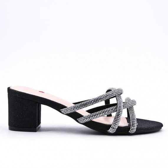 Faux leather mid-heel sandal