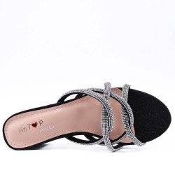 Faux leather mid-heel sandal