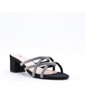 Faux leather mid-heel sandal