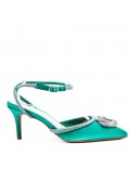 Mix-materials heeled sandal 