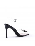 Mix-materials heeled sandal 