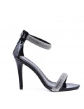 Mix-materials heeled sandal 