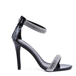 Mix-materials heeled sandal 