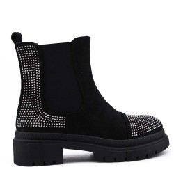 Mixed-material ankle boot