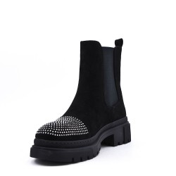 Mixed-material ankle boot