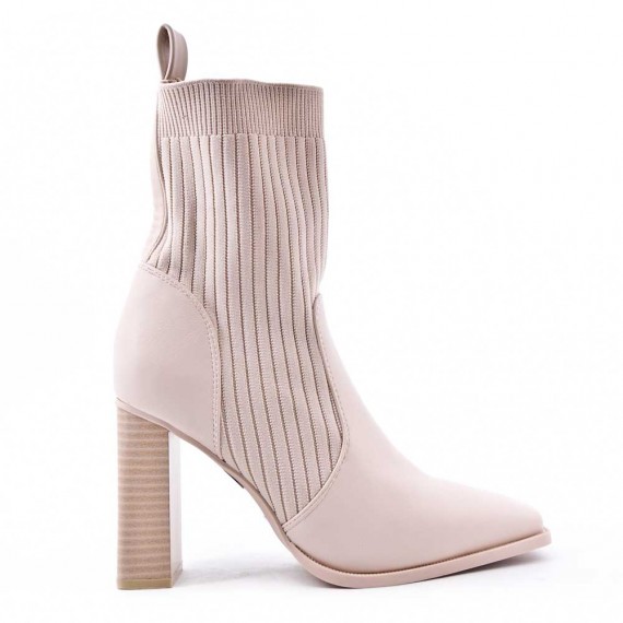 Mixed-material ankle boot