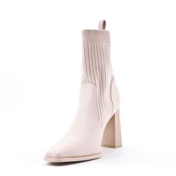 Mixed-material ankle boot