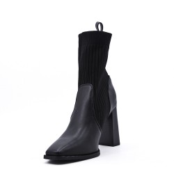 Mixed-material ankle boot