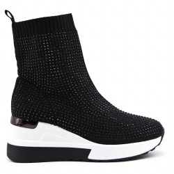 Mixed-material ankle boot