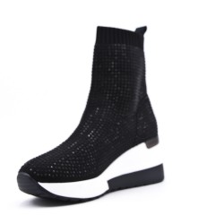 Mixed-material ankle boot