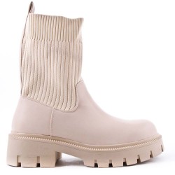 Mixed-material ankle boot