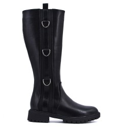 Black faux leather boot 