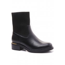 Mixed-material ankle boot