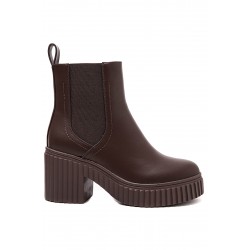 Mixed-material ankle boot