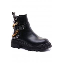 Mixed-material ankle boot