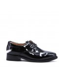 Derby child in black faux leather with lace