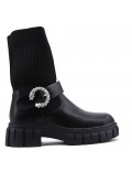 Mixed-material ankle boot