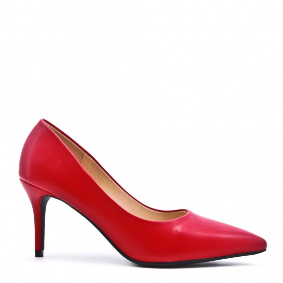 Leatherette pump with heels